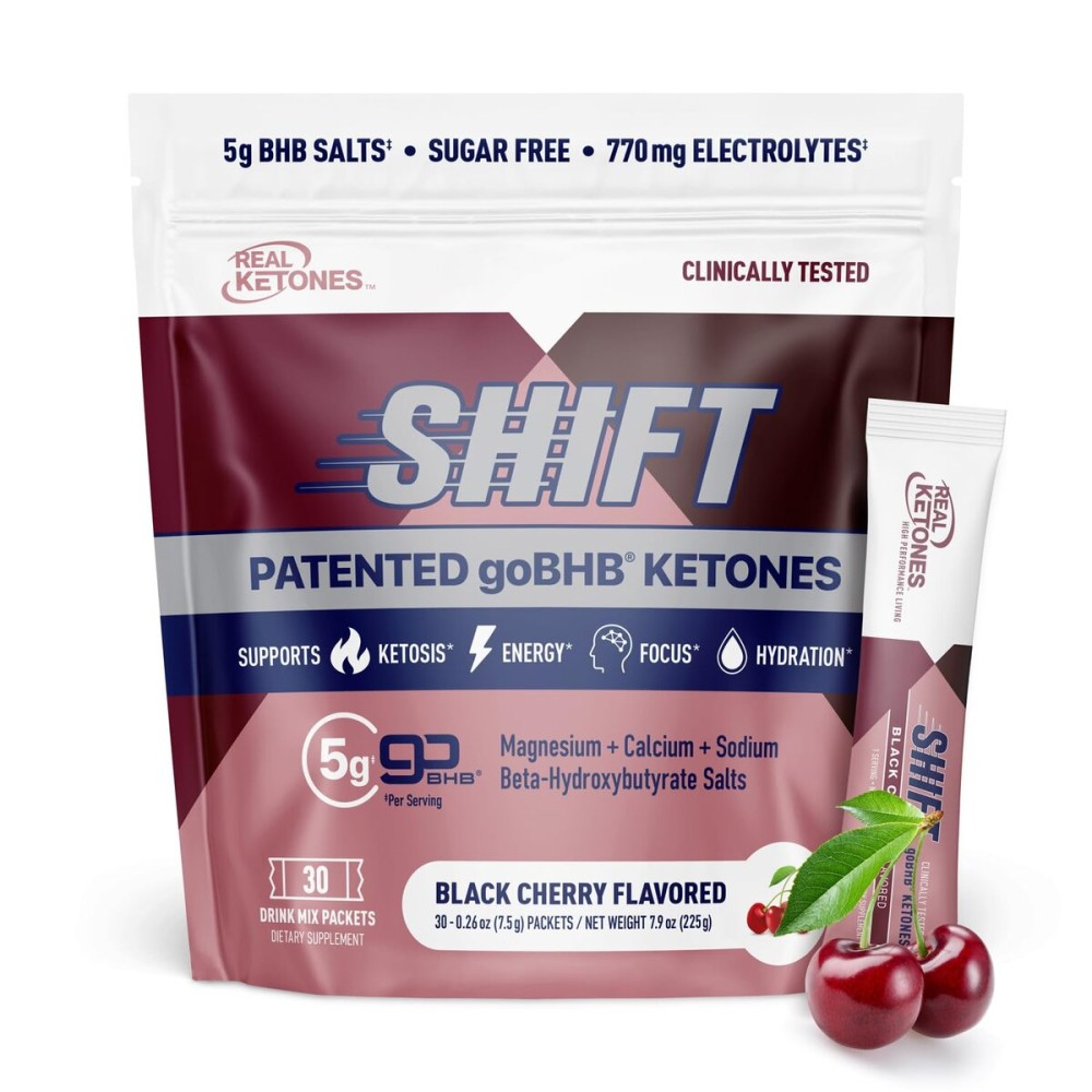 Real Ketones BHB Exogenous Ketones Drink Mix Packets Keto Electrolytes Powder Packets No Sugar with 4 Main Fasting Electrolytes Plus Hydrating Patented Keto BHB - 30 Count Black Cherry