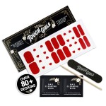 TOUGH GIRLS | 20 Exquisite Gel Nail Polish Strips w/Application Accessories - No UV/LED Lamp Required (Hearts & Red Glitter)