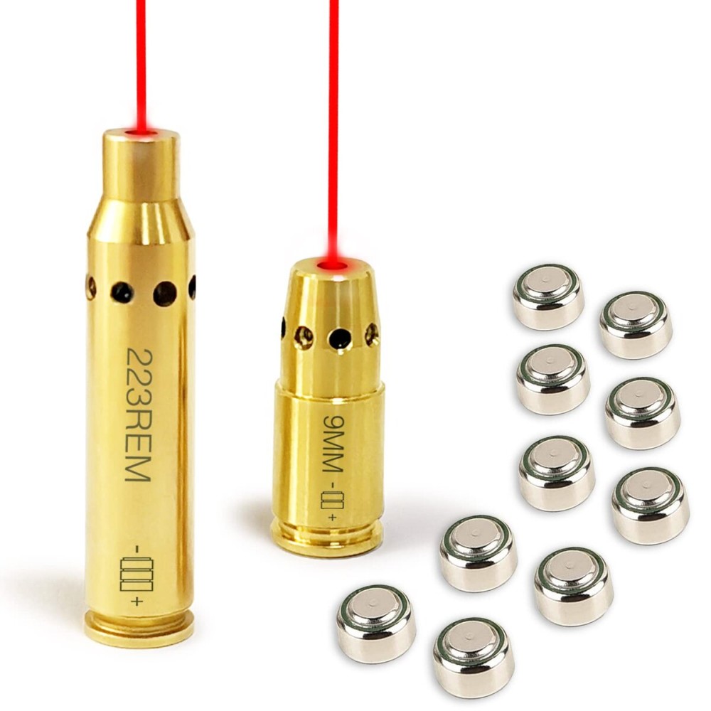 Bayattoo Bore Sight 223REM and 9mm Laser Sight Red Dot Boresighter with 9pcs Batteries (5.56MM+9MM)