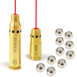 Bayattoo Bore Sight 223REM and 9mm Laser Sight Red Dot Boresighter with 9pcs Batteries (5.56MM+9MM)