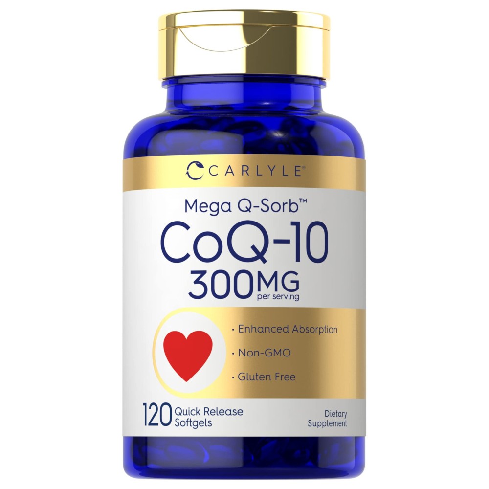 Carlyle CoQ10 300mg | 120 Softgels | Mega Q-Sorb Coenzyme Q-10 | with Black Pepper Extract | Non-GMO, Gluten Free Supplement