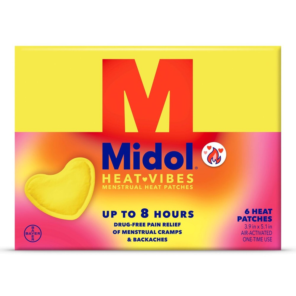 Midol Heat Vibes Menstrual Pain Relief Heat Patches - 6 Count Pack for Period Cramps and Backache