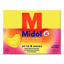 Midol Heat Vibes Menstrual Pain Relief Heat Patches - 6 Count Pack for Period Cramps and Backache
