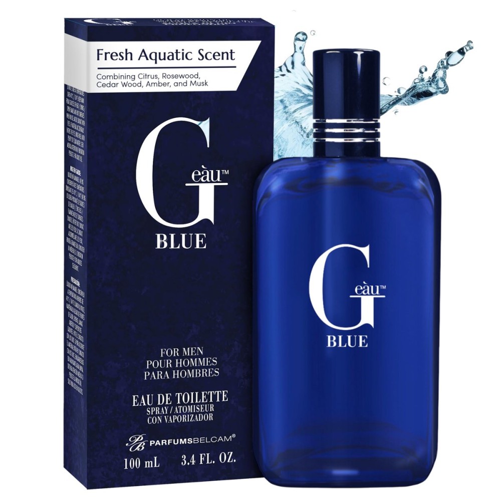 PB ParfumsBelcam G Eau Blue Eau de Toilette Spray - Mens Cologne, Long-Lasting Summer Fragrance for Men and Teen Boys, Perfume para Hombre - 3.4 Fl Oz - Fresh Blue Scent