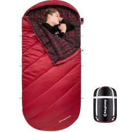 KingCamp Sleeping Bag for Adults, Cold Weather & Warm Extra Wide Big & Tall XL Portable Waterproof Flannel Bags, Essentials Gear Accessories for Camping Backpacking Hiking Indoor & Outdoor