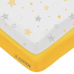 American Baby Company 2 Pack 100% Natural Cotton Fitted Crib Sheets 52 x 28 - Soft, Breathable, Hypoallergenic & Gentle Toddler Bed Sheets, Golden Yellow Star/Yellow, Neutral for Boys & Girls