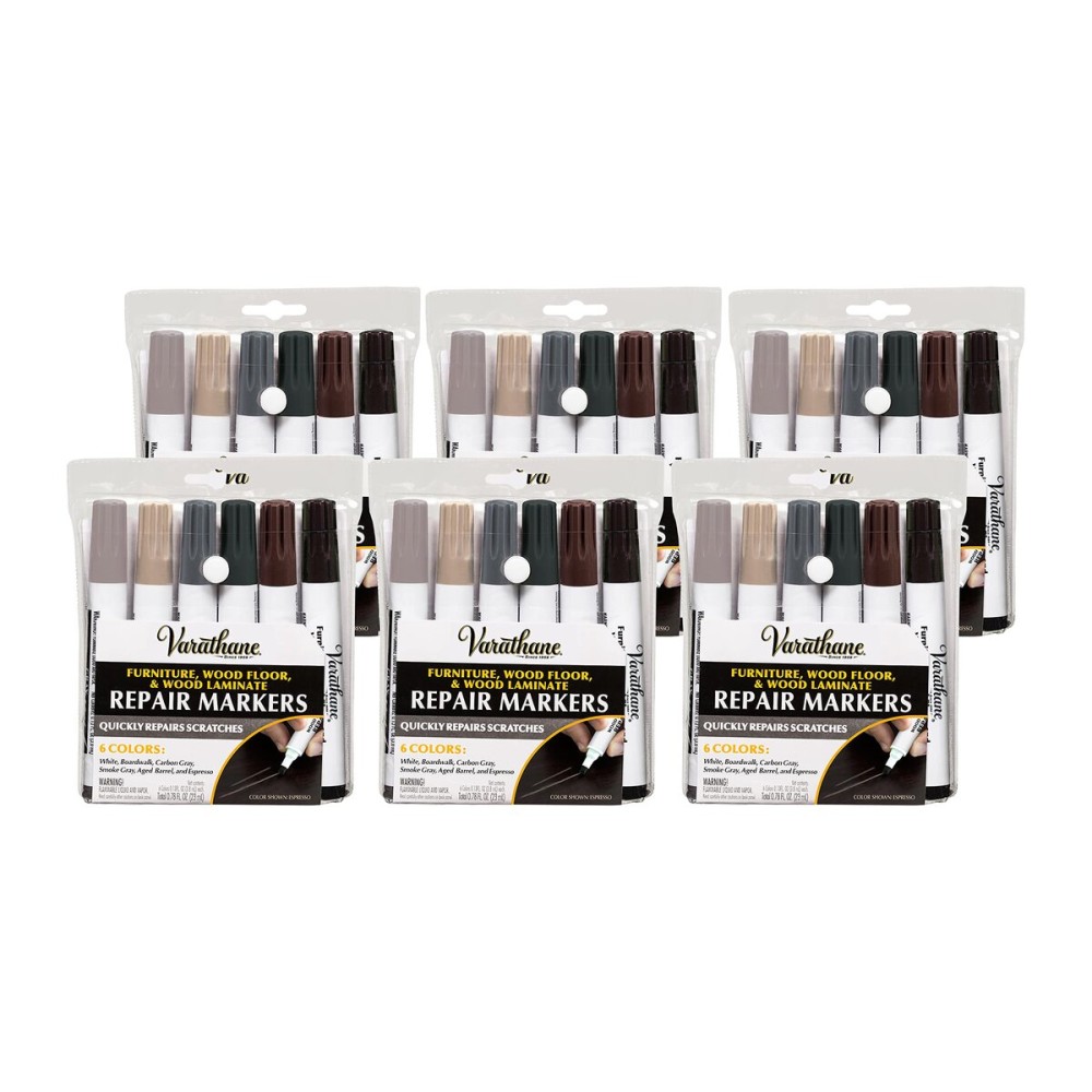 Varathane 374189-6PK Wood Stain Repair Marker Kit, Assorted Cool Tone (Pack of 6)