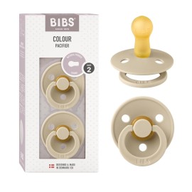 BIBS Pacifiers Colour Collection | Natural Rubber Baby Pacifier | Set of 2 BPA-Free Soothers | Made in Denmark | 18+ Months (Pack of 2) | Vanilla