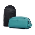 10 Premium Leather Toiletry Travel Pouch With Waterproof Lining | King-Size Handcrafted Vintage Dopp kit By Aaron Leather Goods (Steel Blue)