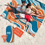 Everlasting Comfort Large Beach Blanket Waterproof & Sandproof - 80 x 80/ 6.7ft x 6.7ft - Lightweight Picnic Mat, Camping Necessities for 4 People - Accessories for Outdoor Festivals - Orange