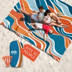 Everlasting Comfort Large Beach Blanket Waterproof & Sandproof - 128 x 108 /10.7ft x 9ft - Lightweight Picnic Mat, Camping Necessities for 10 People - Accessories for Outdoor Festivals - Orange