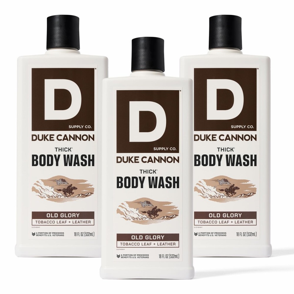 Duke Cannon Supply Co. Thick High-Viscosity Body Wash for Men Smells Like Old Glory - Plant-Based Thickeners, Superior Lather, Natural Exfoliate, 17.5 oz. (3 Pack)