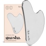 Kitsch Stainless Steel Gua Sha Facial Tools - Guasha Tool for Face, Face Sculpting Tool, Jawline Shaper, Double Chin Reducer, Body Gua Sha Tools, Lymphatic Drainage Massager, Facial Skin Care - Silver