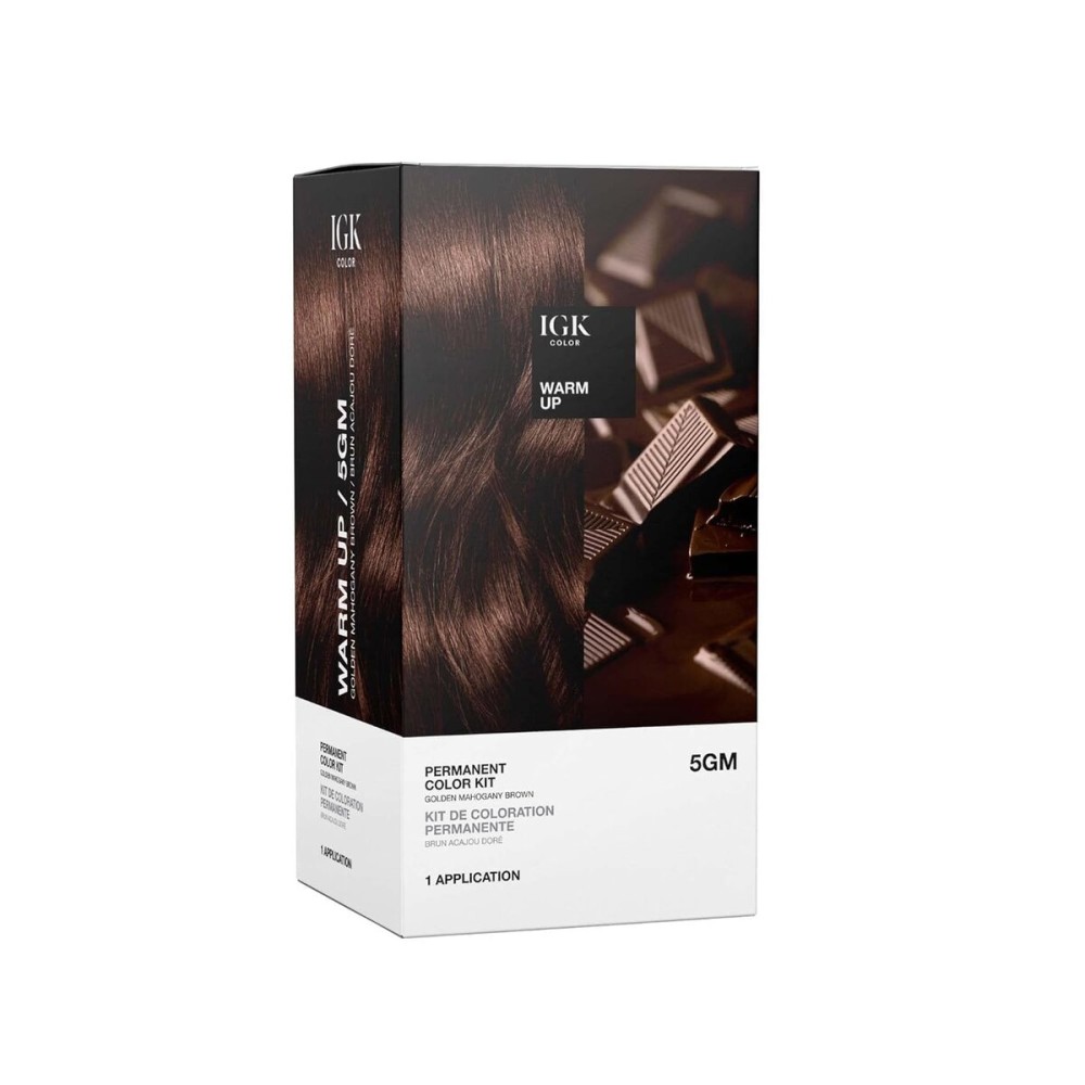 IGK Permanent Hair Dye Color Kit | 5GM Warm Up - Golden Mahogany Brown | 100% Gray Color Coverage + Strengthen + Shine | Ammonia Free