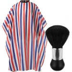 Borogo Professional Hair Cutting Cape with Neck Duster Brush, Salon Barber Cape, Hairdressing Accessories (Multicolor Stripe)