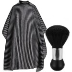 Borogo Professional Hair Cutting Cape with Neck Duster Brush, Salon Barber Cape, Hairdressing Accessories Black Stripe