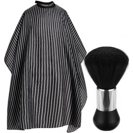 Borogo Professional Hair Cutting Cape with Neck Duster Brush, Salon Barber Cape, Hairdressing Accessories Black Stripe