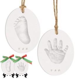 Baby Hand and Footprint Kit Girls, Boys - Personalized Babys First Christmas Ornament Kit, Newborn Christmas Gifts for New Mom, Cute Shower Gifts, Easy to Use Handprint Ornaments (Multi-Colored)