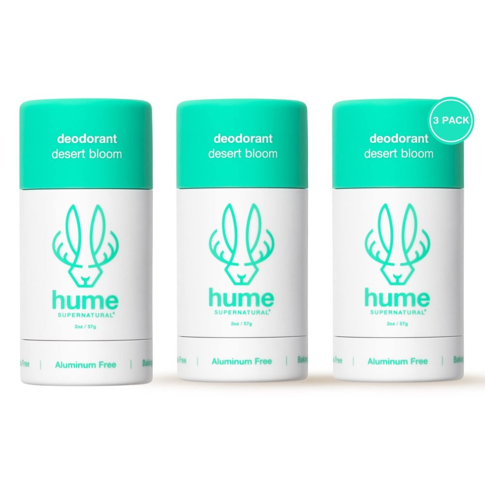 Hume Supernatural Probiotic RollOn Deodorant, AluminumFree & PlantBased - Gentle on Sensitive Skin, QuickDrying, LongLasting Sweat & Odour Protection for Teens & Adults - Desert Bloom, 3-Pack