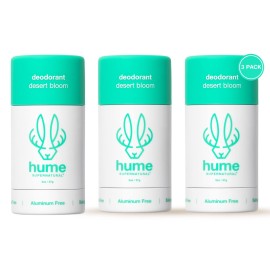 Hume Supernatural Probiotic RollOn Deodorant, AluminumFree & PlantBased - Gentle on Sensitive Skin, QuickDrying, LongLasting Sweat & Odour Protection for Teens & Adults - Desert Bloom, 3-Pack