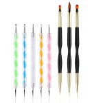 FULINJOY 5PCS Dotting Pens with 3 PCS Nail Painting Brushes, Double Ended Brush and Dotting Tool Kit, Nail Art Design Tools