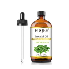 EUQEE Lemongrass Essential Oil 118ml Premium Lemongrass Oil with Glass Dropper, Great for Diffuser, Candle Making - 4Fl. Oz