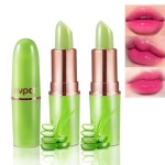 BINGBRUSH Aloe vera Color Changing Lipstick,Moisturizer Long Lasting Lip Care Magic Lip Gloss,Makeup Lipstick Set (2pcs Aloe, 2 Count (Pack of 1))