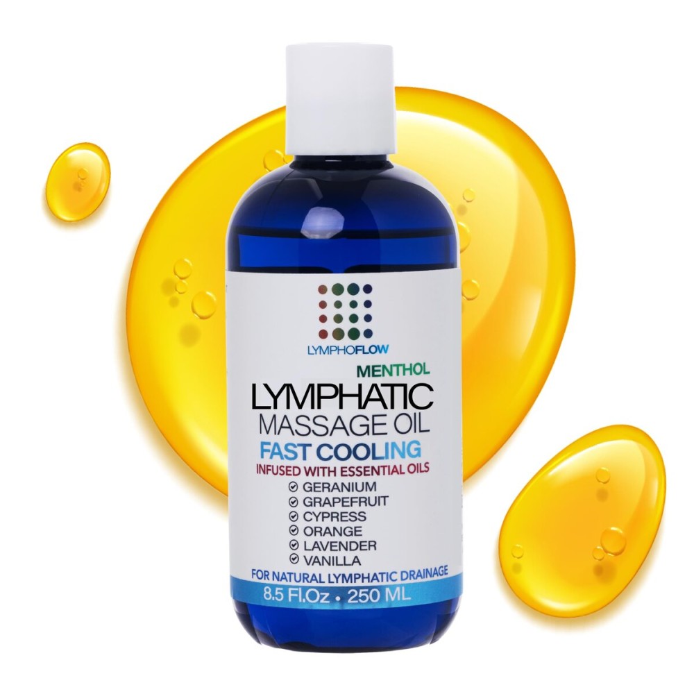 Lymphatic Drainage Massage Oil with Arnica & Coconut Oil, Cooling Menthol for Relief, Post Surgery Recovery & Lipedema, Liposuction, 360 Lipo, BBL, Tummy Tuck, Fibrosis Treatment, 8.5 Oz