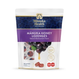 Manuka Health Manuka Honey Throat Lozenges - Blackcurrant Flavored Lozenges, 58-Count - Cough Drops Infused with Raw Manuka Honey & Vitamin C for Immune Support