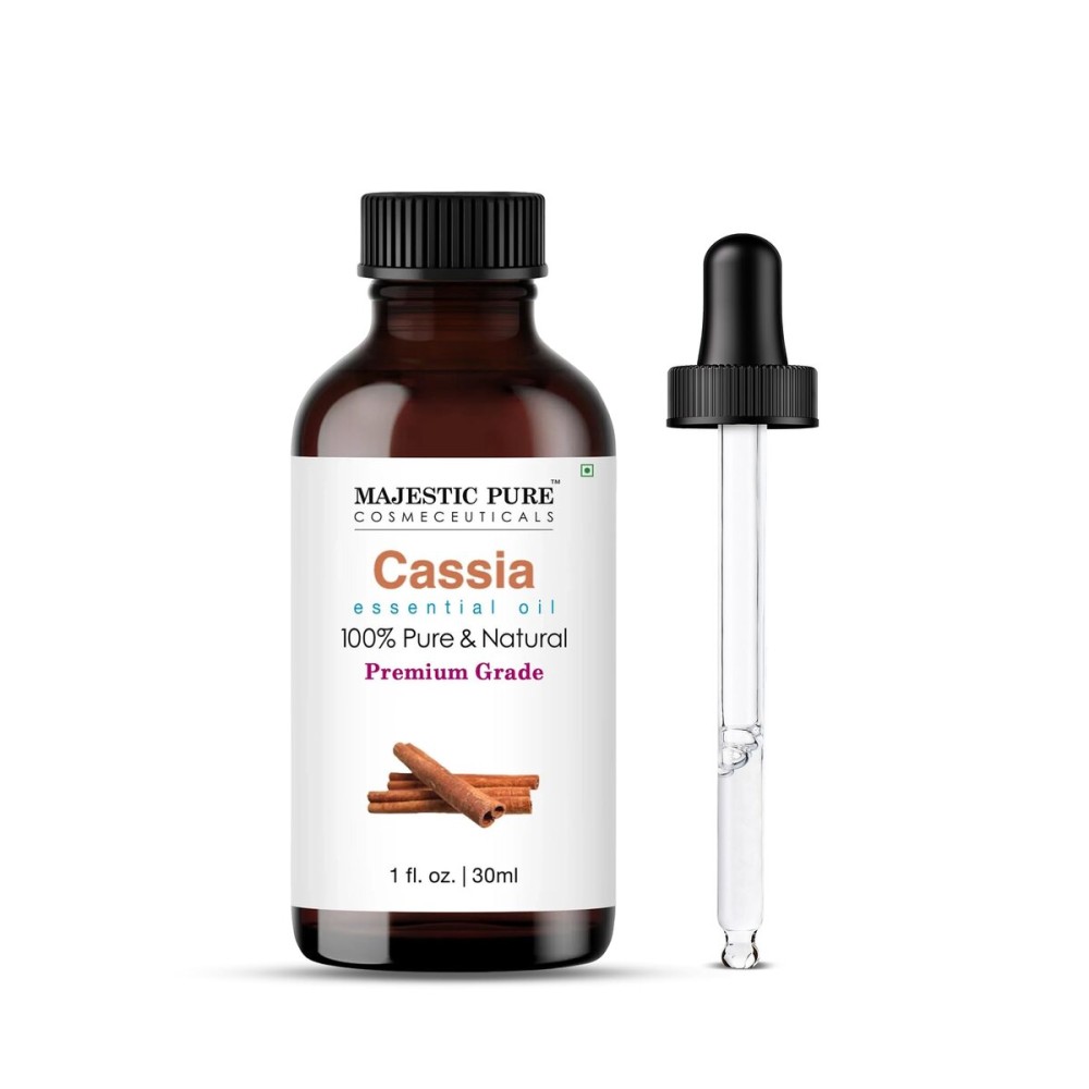 Majestic Pure Essential Oil with Glass Dropper - 100% Pure and Natural - Essential Oils for Diffuser, Aromatherapy, Soap and Candle Making, Cassia Essential Oil, Cassia Oil, 1 Fl Oz