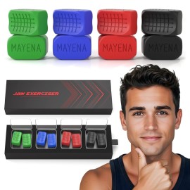 Jaw Exerciser for Men & Women | 4 Resistance Levels (8pcs) Silicone Jawline Exerciser Set | Powerful Jaw Trainer & Jawline Shaper for All Level Users | Strenghtens Facial Muscles, Defines Jawline