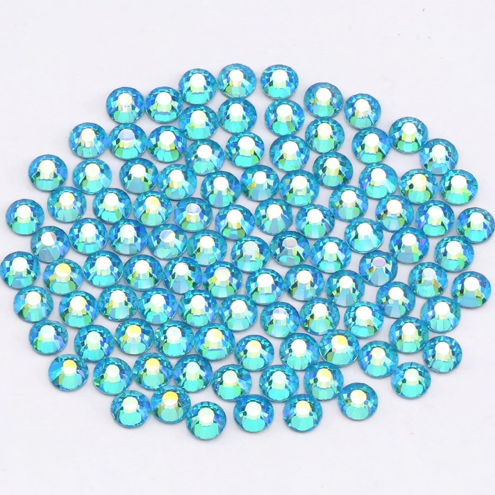 Novani Rhinestones for Crafts, Glass Crystals Flatback Nail Gems & Rhinestones for Nails Art, Makeup, Face, Clothes, Shoes Decoration DIY (SS20, 1440pcs, Aquamarine AB)