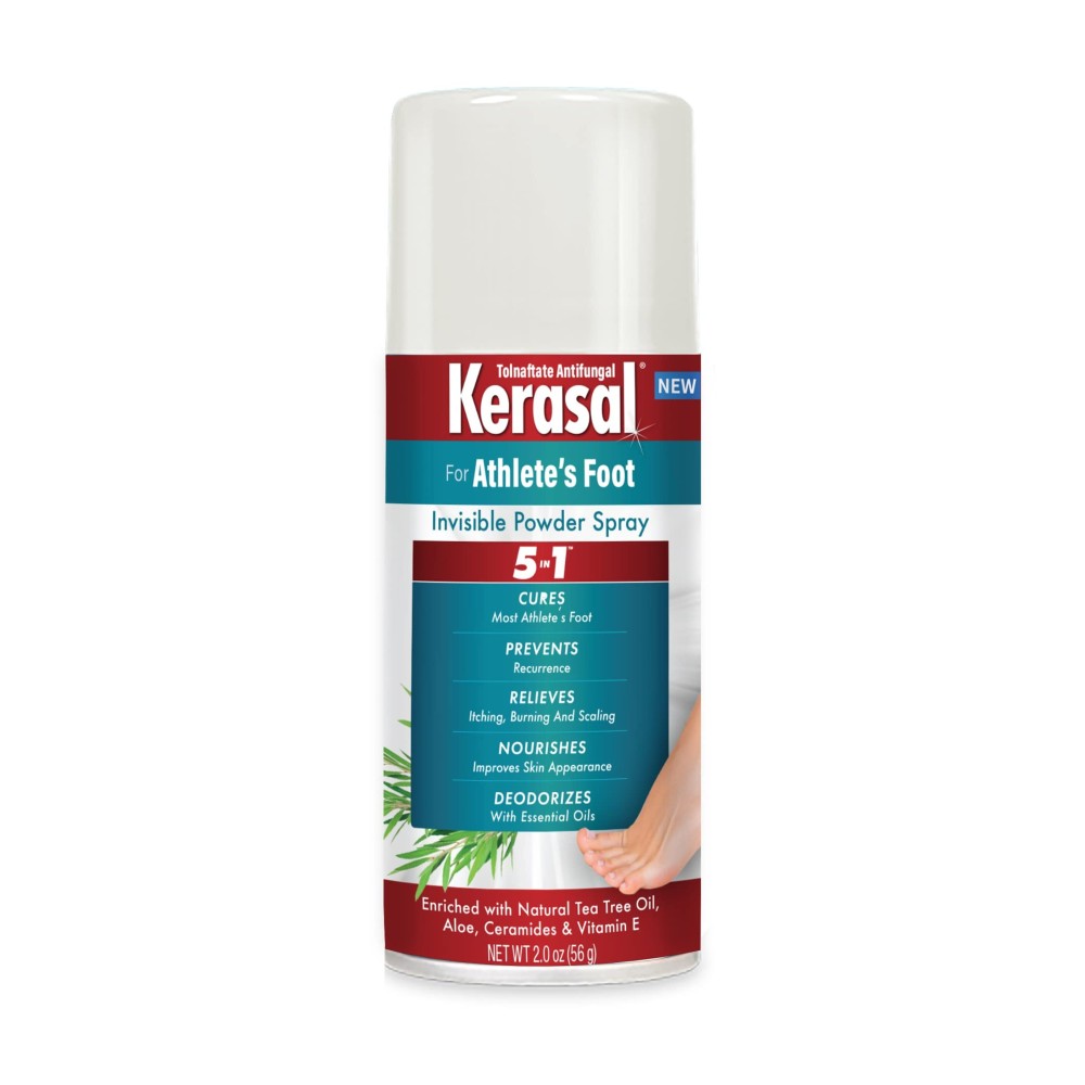 Kerasal 5-In-1 Athlete\'s Foot Invisible Powder Spray, Athlete\'s Foot Spray, 2 oz