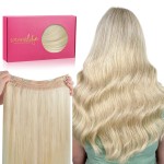 WENNALIFE Wire Hair Extensions (Increase 50% Lifespan) Real Human Hair 12 inch 70g Bleach Blonde Remy Hair Invisible Transparent Wire Fish Line Straight Reusable Natural Extensiones De Cabello Humano