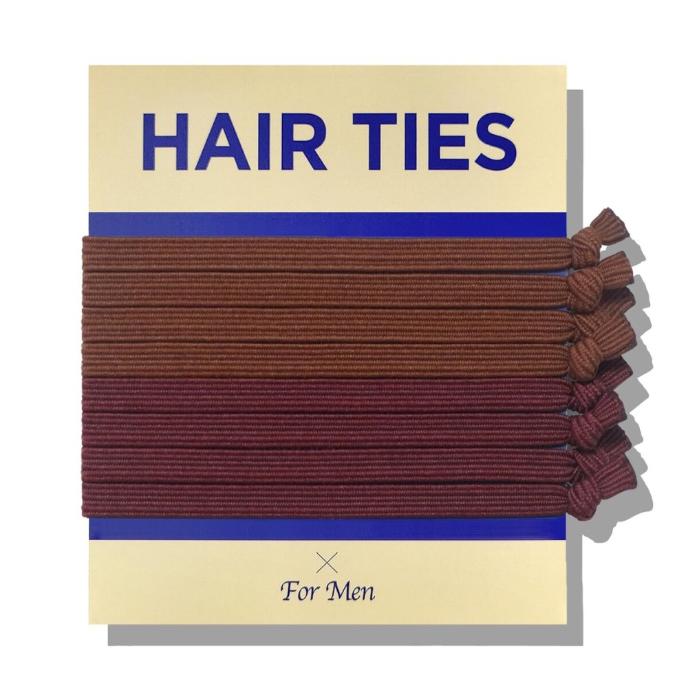HAVHAF Knotted Mens Hair Ties For Men 8pcs (Thin, Cognac) - No damage Crease Breakage Man Bun Hair Tie Men with Long Hair For Curly Thick Elastic Hair Ties For Guys | Perfect hairtie