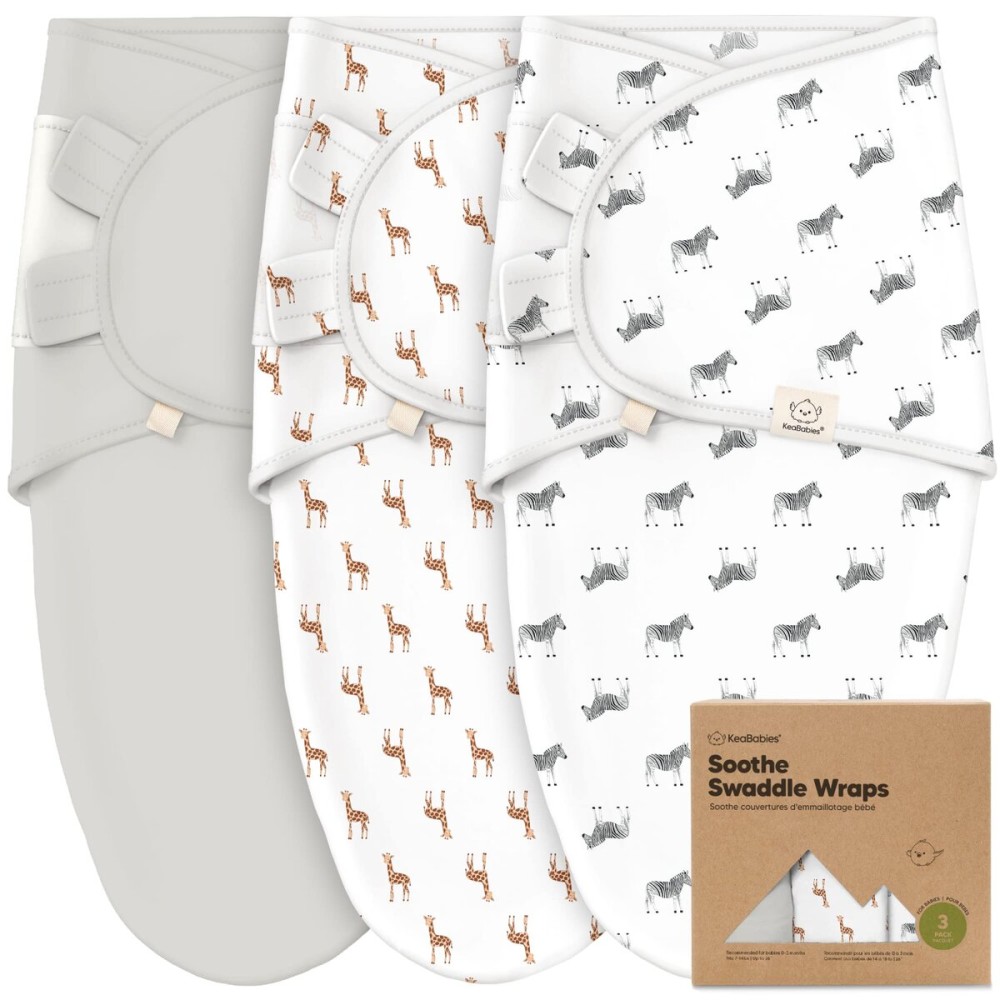 KeaBabies 3-Pack Organic Baby Swaddle Sleep Sacks - Swaddles for Newborns, Infant 0-3 Months, Baby Girls, Boys, Soft & Snug Newborn Sleep Sack, Nursery Swaddling Blankets (The Wild)