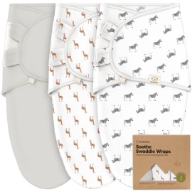 KeaBabies 3-Pack Organic Baby Swaddle Sleep Sacks - Swaddles for Newborns, Infant 0-3 Months, Baby Girls, Boys, Soft & Snug Newborn Sleep Sack, Nursery Swaddling Blankets (The Wild)