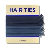 HAVHAF Knotted Men\'s Hair Ties - 8pcs (Thin, Denim) - No Damage Crease Breakage Bun Hair Tie For Men with Long, Curly, Thick Hair