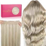 WENNALIFE Wire Hair Extensions (Increase 50% Lifespan) Real Human Hair 14 inch 75g Ash Blonde Highlighted Platinum Blonde Remy Hair Extensions Invisible