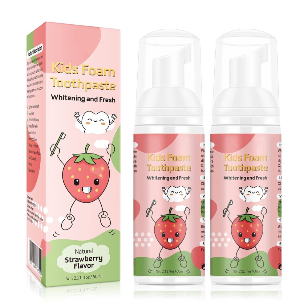 Foam Toothpaste Kids, Kids Foam Toothpaste with Low Fluoride, Toddler Toothpaste and Mouthwash for Dental Care for U-Shape Electric Toothbrush for Children for 3 and Up