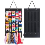 PACMAXI Baby Girl Hair Bows Holder, Hair Clips Storage Hanger For Ribbons, Hair Bows Organizer, Baby Hair Clip Storage Display Sturdy Stand, Wall Hanging for Girl Room (Black, Small)