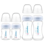Maymom Wide-Mouth Milk Storage Collection Bottle with Dome Cap, Bottle Top, SureSeal Disk; Compatiable with Spectra S1 S2 Bottles; Compatible with Lansinoh Nipple (4.7oz/140mL, 2pc & 9oz/280mL, 2pc)