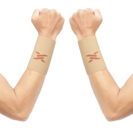 THX4COPPER Compression Wrist Sleeve(1 Pair) -Copper Infused Wrist Support for Men &Women-Improve Circulation and Recovery (XXX-Large, Beige)