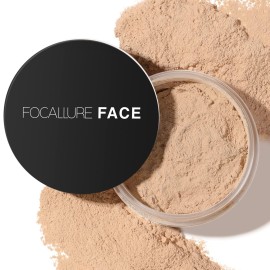 FOCALLURE Oil Control Loose Face Powder, Translucent Loose Setting Powder, Shine-Free Matte Finishing Powder, Long-lasting & Lightweight Sets Foundation Makeup, Includes Velour Powder Puff, Beige