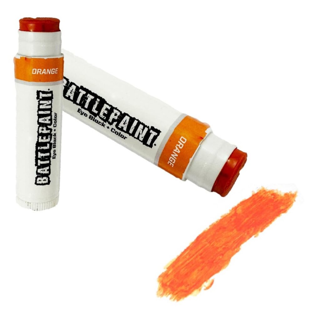 EyeBlack BattlePaint - Bright Colored Battle Paint Under Eye Black Sport Stick Grease for Pro Athletes and Super Fans - Baseball, Softball, Football - 2 Sticks - Orange