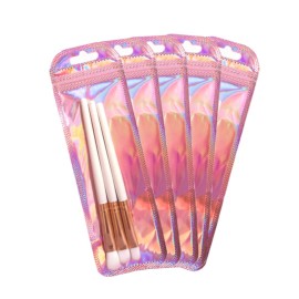 100pcs Resealable Holographic Packaging Bags for Small Business,Clear Window Ziplock Packaging for Candy Party Favor,Resealable Zipper Bag 2.36x7.28