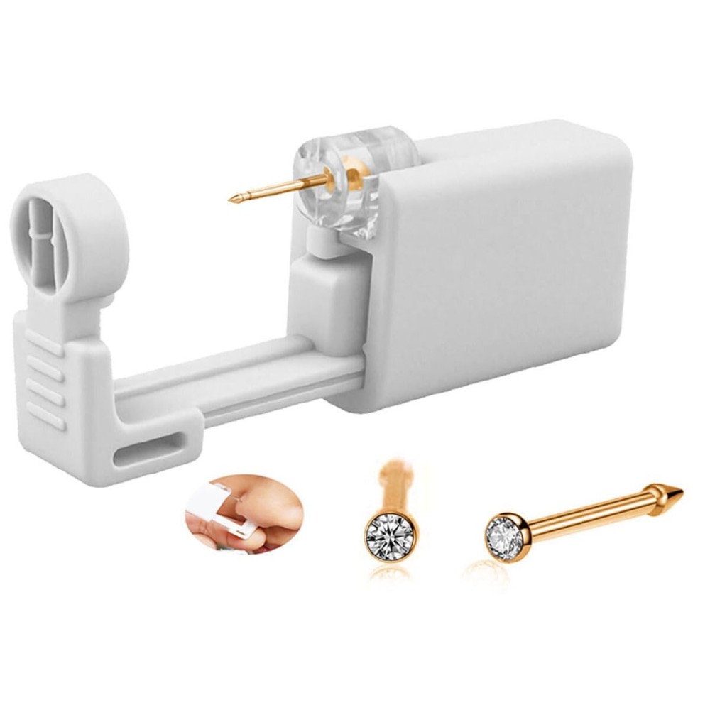 Nose Piercing Kit, Nose Pierce Kit Nose Piercing Gun Self Nose Piercing Gun Kit Nose Piercing Gun Kit Tool (Gold)