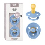 BIBS Pacifiers Colour Collection | Natural Rubber Baby Pacifier | Set of 2 BPA-Free Soothers | Made in Denmark | 6+ Months (Pack of 2) | Sky Blue
