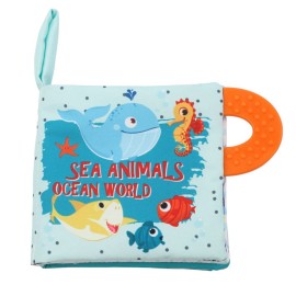 Baby Book Toy, Soft Cloth Crinkle Books for Babies with Teether, Infant Toys 0-3-6-12-18 Months, Shower Baby Gifts, Teething Toy for Boys Girls- Fish, Shark-1PC Book