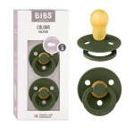 BIBS Pacifiers Colour Collection | Natural Rubber Baby Pacifier | Round Nipple | Set of 2 BPA-Free Soothers | Made in Denmark | 6+ Months (Pack of 2) | Hunter Green